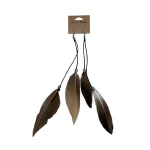 NEW Art of Nature Tan, Brown & Gray Feathered Earrings
